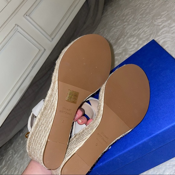 Stuart Weitzman Lexia Suede Wedge Sandal 9 - Picture 5 of 8